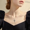 MISTBEE Cross Necklace Sterling Silver Filigree Double Cross Pendant Necklace