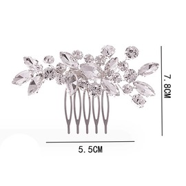 Wedding Hair Comb Silver: Crystal Bridal Hair Accessories Rhinestone Hairpiece for Women and Girls, Hair Comb Wedding, 1 Piece