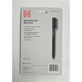 TRU RED TR54468 TRU RED QUICK DRY GEL PEN (0.5MM) 5 BLACK STICK PENS