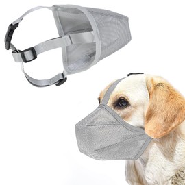 Dog Muzzle with Adjustable Strap Air Mesh Muzzle for Small Medium Large Dogs Breathable Soft Muzzle Anti Biting Barking Chewing Licking Allows Panting Drinking (Gray M-Snout:9½"-10½")