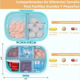 Pastillero Semanal Pequeño,3 Paquetes de Organizador de Pastillas con 8 Compartimentos,Pill Organizer Portáti de Viaje para Bolso,Caja Hermética Resistente Al Agua para Medicamentos Vitamínicos