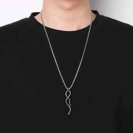 HZMAN Retro Snake Necklace for Men Women Stainless Steel Gothic Punk Hip Hop Animal Snake Pendant Biker Party Jewelry Gift