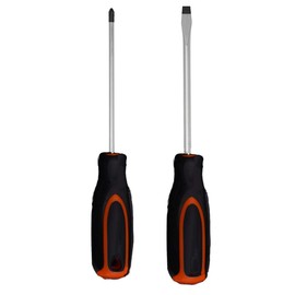 Edward Tools Harden Screwdriver Set Phillips and Flat Head - Magnetized CRV Steel Tips - Ergo Grip Handle - #2 Phillips, Slotted 1/4”