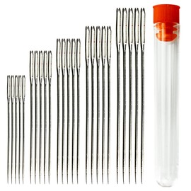 Sewing Needles Large Eye Sharp Point, 25pcs Large Eye Stitching Needles Hand Sewing Needles,Yarn Knitting Needles in a Clear Tube Sewing Needles Set 1.65'' 1.8'' 2'' 2.2'' 2.36''