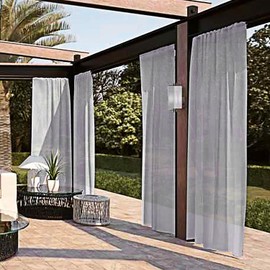 SpaceDresser Waterproof Outdoor Sheer Curtains for Patio - 2 Panels Rod Pocket Indoor Voile Sheer Curtain for Living Room,52W x 108L inch, Grey