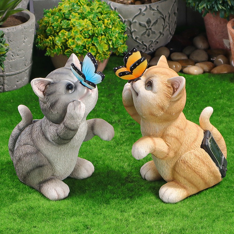 Solar Cat Yard Decor Decorative Light Cat Garden Sculpture Exquisite