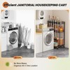 Broom Holder with Cleaning Supplies Organizer, Broom Closet Storage Cabinet