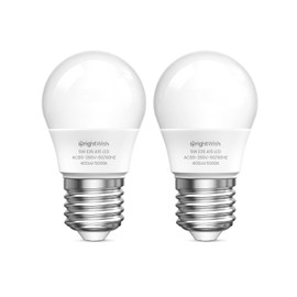 BrightWish E26 Refrigerator Light Bulb, 5W 5000K Daylight Appliance Bulb, 400LM 40W Equivalent Fridge Light Bulbs, Non-Dimmable, Energy-Efficient LED Freezer Bulb for Home, Pack of 2