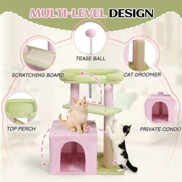 Unbranded Portable 27.5inch Cat Tree Tower with Cat Scratching Post,