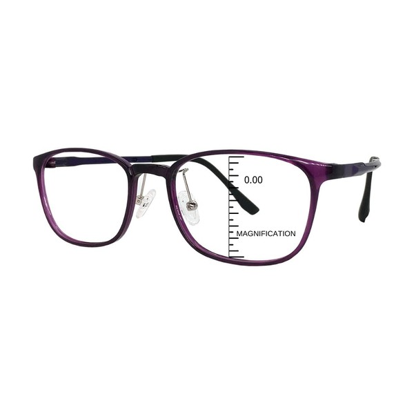 ProEyes Carina, Progressive Blue Light Blocking Reading Glasses, Anti-Reflective, 0 Power on Top Lens (Purple, 2.75)