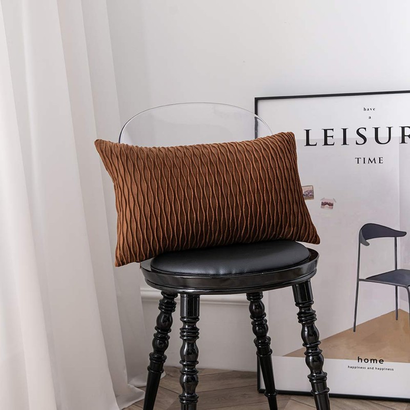 DEZENE Light Brown Throw Pillow Cases: 2 Pack 12x20 Inch