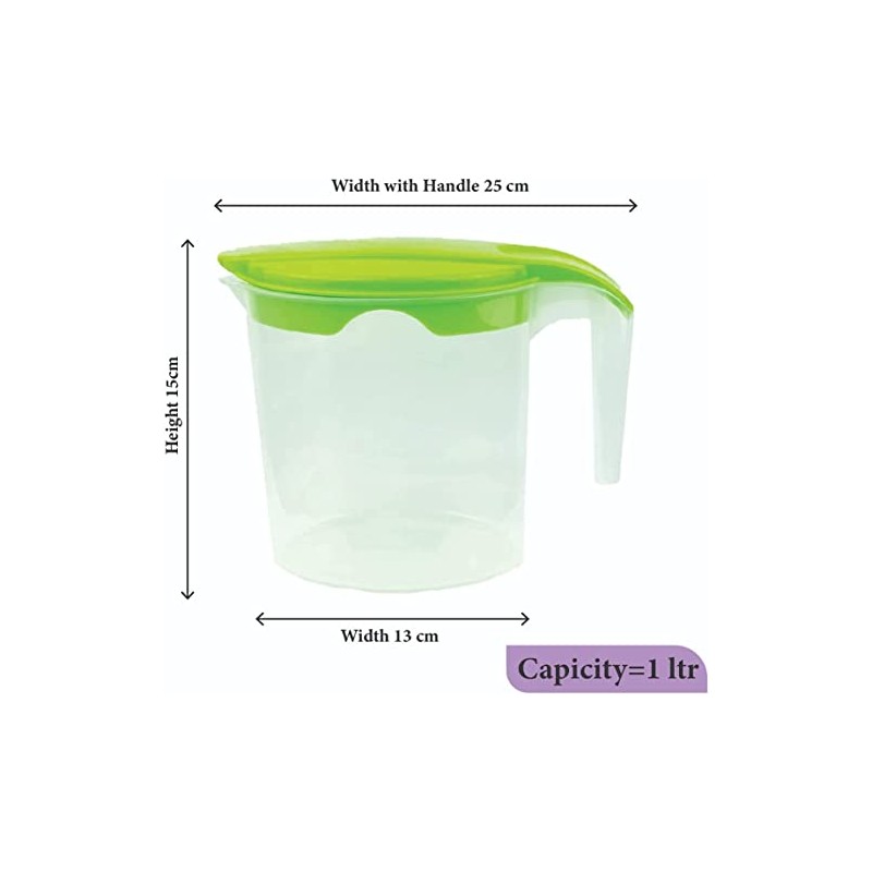 6 x Jugs 1 Litre Fridge Door Plastic Jug -