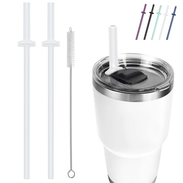 Silicone Straw for Yeti Rambler, 2PCS Reusable Straws & 1