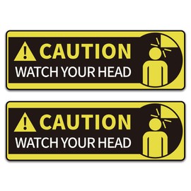 2 PCS Watch Your Head Sign Stickers, Easy Installation Self Adhesive Vinyl Safety Signs Decals for Warehouse Basement and Factory