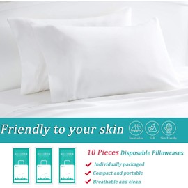 10 Pcs Disposable Pillow Covers 85 x 50 cm, Non Woven Cushion Covers for Travel,Disposable Pillow Case Home Bedding Supplie