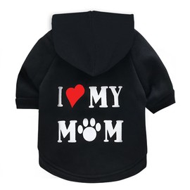 Izefia Hoodies for Dogs Dog Hoodies for Small Dogs Clothes I Love My Mother Fleece Jumper Winter Sweatshirt Warm Cotton Dog Hoodies for Small Dog Cat