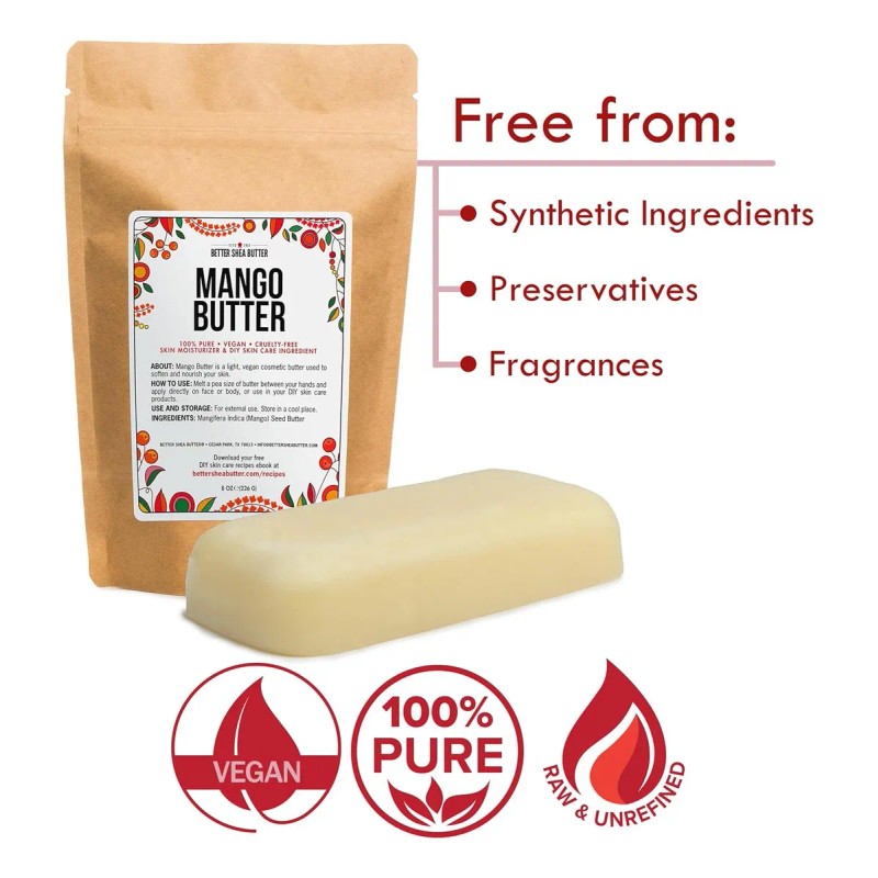 Mantequilla De Mango Cruda - Hidratante 100% Natural Para La