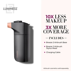 LUMINESS Breeze 2 Airbrush Makeup System - Rechargeable Airbrush Kit - Cordless Spray-On Make up Airbrush Kit - Portable Makeup Sprayer with No-Mess Tip - Airbrush Foundation Kit