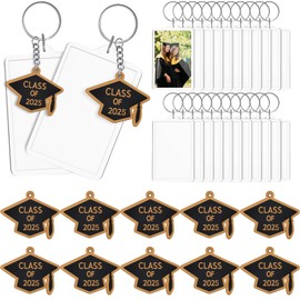 Henoyso Class of 2025 Graduation Keychain Gifts Clear Acrylic Keychain Silicone Grad Cap Keychain for Graduation DIY Gifts (36)