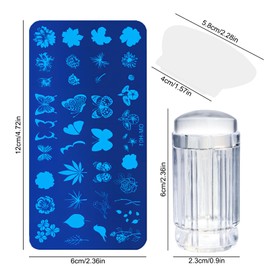 Nagelstempel-Set für DIY Maniküre – 7-teilig mit Nagelstamping-Schablonen aus Edelstahl, Silikon-Nagelstempel, Schaber & Zubehör – Perfekt für Nägel: Präzise Muster, Blumen & Tierdesigns