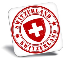 Destination Vinyl ltd Fridge Magnet - Switzerland Flag Travel Swiss Ski Resort 5392