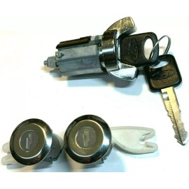 Lockcraft Ford Ignition Switch Lock Cylinder + Pair (2) Door Lock Cylinder W/2 Logo Keys