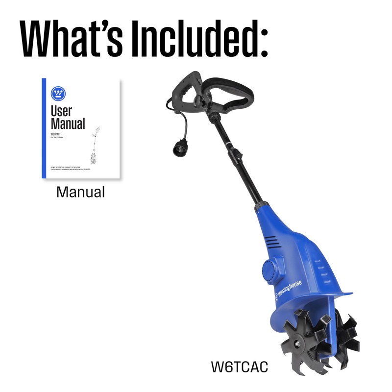 Westinghouse 6-Inch, 2.5 Amp Corded Electric Mini Tiller Cultivator for