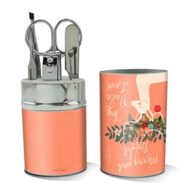 Christmas Deer Merry Bright Joy Peace Love Stainless Steel Manicure Pedicure Grooming Beauty Care Travel Kit