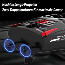 Soul & Saints Remote Controlled Boat, RC Boat 25 km/h, Racing Boat for Pools and Lakes, 80 m Radio Range, 2.4 GHz, USB Charge, Water Toy for Children and Adults, Colour Green