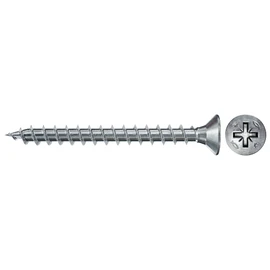 fischer 670291 FPF Power-Fast II 4.5 x 25mm Chipboard Wood Screws, Countersunk Head with Phillips, Fully Threaded, Galvanised Blue Passivated, Box of 200