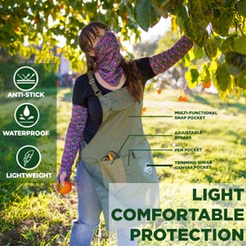 FARMER'S DEFENSE Lightweight Garden Apron with Canvas Pockets | Waterproof, Adjustable, Stick Resistant, Eco-Friendly, Durable | Outdoor Gardening Work and Kitchen Cooking Tasks | Army Green - L/XL