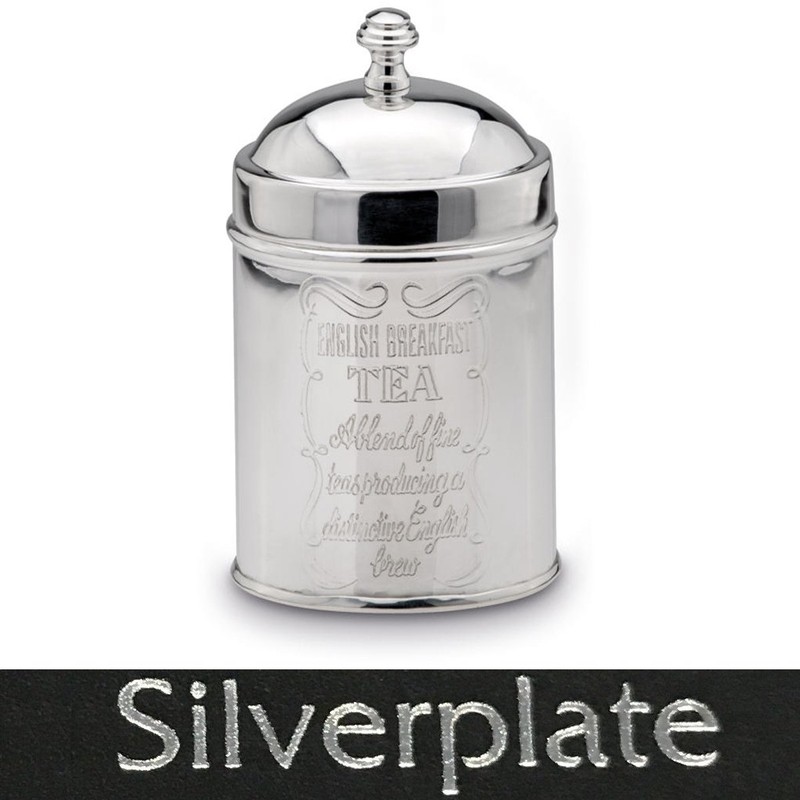SILBERKANNE Ceylon Tea Canister Round H 17 cm Premium Silver