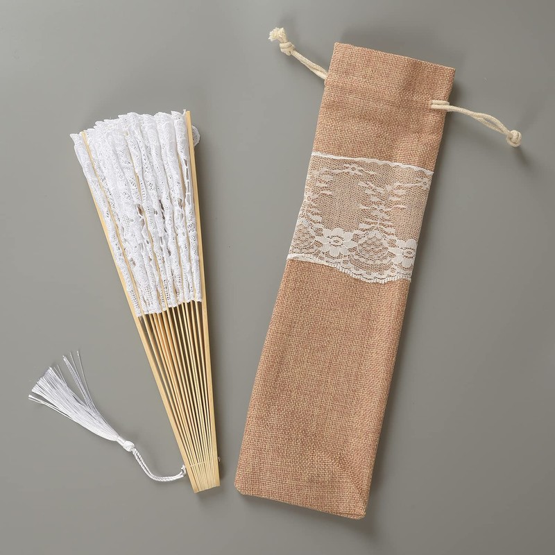 iZoeL Hand Fan Lace White Fan Wedding Fan Bridal Fan