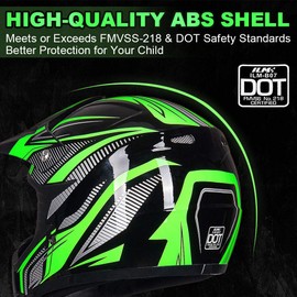 ILM Youth Kids ATV Motocross Helmet Goggles Sports Gloves Dirt Bike Motorcycle Off Road DOT Approved B07 (Youth-L, Green/Silver)