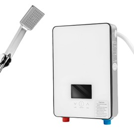 Instant Hot Water Heater with Shower Head, 4500W Electric Water Heater with LED Display Screen, Water Heater for Kitchens Bathrooms, 86-131℉, IPX4 (White)