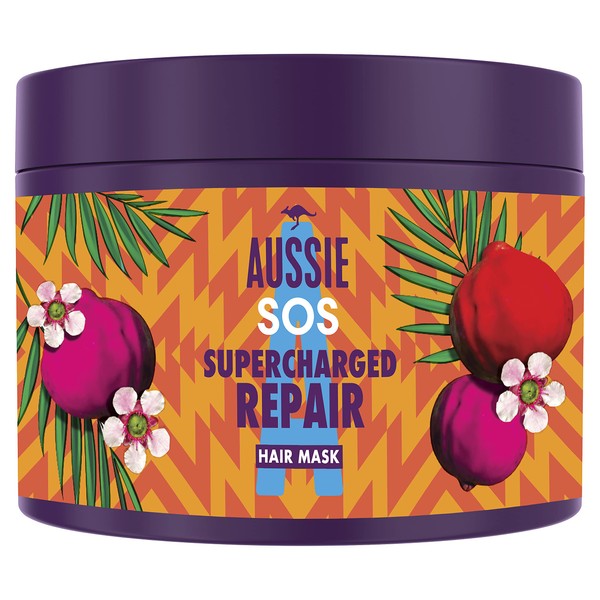 Aussie Masque Cheveux SOS Supercharged Repair Masque Capillaire Vegan Réparateur Surpuissant | Pour Cheveux Ayant Besoin D’Être Sauvés | Aux Superaliments Australiens |450 ml