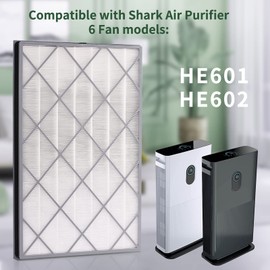 HE601 Replacement Filter For Shark Air Purifier 6 Fan HE601 & HE602，Compatible With Shark HE601 Air Purifier Filter Replacement, 2 Pack H13 True HEPA Filter Part # HE6FKPET HE6FKPRO HE6FKBAS
