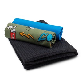 VmG-Store Waffle Pique + Cotton Fabric Set, Colour-Coordinated Waffle Fabric, 100% Cotton Fabric, Tex Standard 100 (Graffiti Olive Colourful Set81)