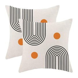 Jecuwo Boho Mid Century Pillow Covers 18x18 Inch Set of 2, Abstract Simple Sun Arch Decorative Throw Pillowcase Boho Modern Outdoor Farmhouse Yellow Cushion Cover for Sofa Couch Bed Living Room