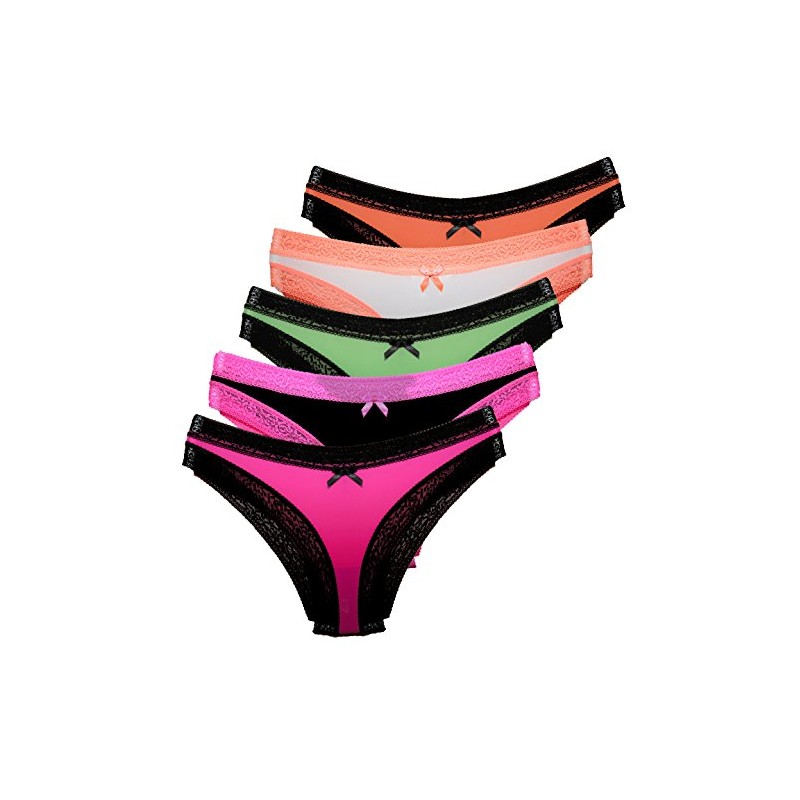 Lemila Microfibre Briefs Pack of 5, 1 x pink, black,