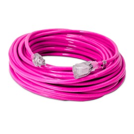 100-ft 14/3 Heavy Duty Lighted SJTW Indoor / Outdoor Extension Cord by Watt's Wire - Long 100' 14-Gauge Grounded 13-Amp Power-Cord (100 Foot 14-Awg)
