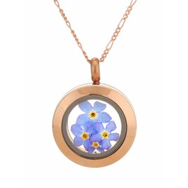 Forget-Me-Not Locket with Chain 50 cm 925 Silver 18 Carat Rose Gold-Plated Gift Set