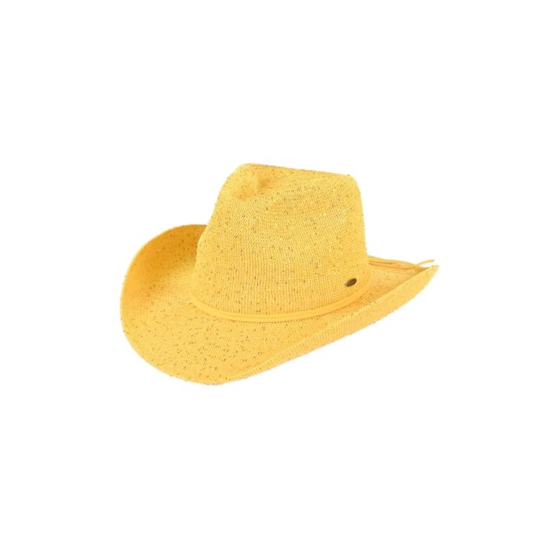 C.C Sparkly Sequin Cowboy Hat with Suede String Trim, Yellow