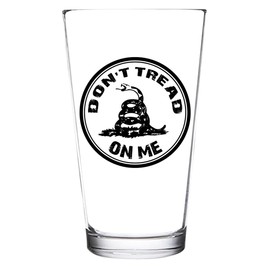 Don’t Tread On Me-Beer Pint Glass 16oz- Great Gift for Dad, Mom, GOP, Conservative, Friend, Political Collector, Gadsden fan- USA Made