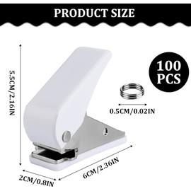 1Pc Dart Hole Punch With 100 Pcs O-Rings, Dart Flight hole punch with Metal O Rings, Portable Manual dart Wing Hole Punch Tool with Metal Spring Rings for Darts