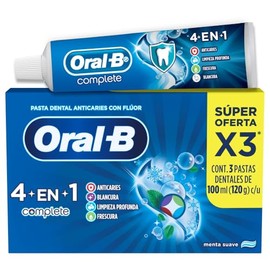 Oral-B Pasta Dental Complete 4 En 1: Anticaries, Blancura, Limpieza Y Frescura, 3 Unidades De 100 ml