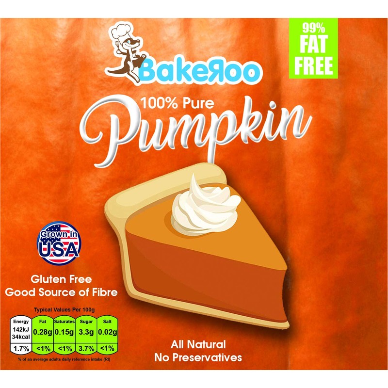 Bakeroo Tinned Pumpkin Puree (Pumpkin Pie Filling), 100% Natural -