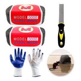 Daily Treasures 2Pack 0000 Wire Wool Mice with Work Gloves & Shovel,Steel Wool Gloves(3.1m/Roll),Steel Wool Rat Blocker,Steel Wool Fill Fabric for Hole,Wire Wool for Metal Rust Removal Polishing