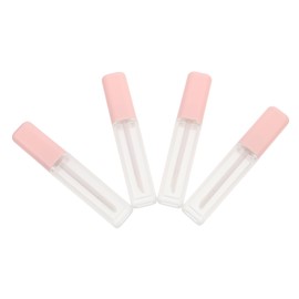 Minkissy 4 Pcs Mini Jars Lip Plumping Gloss Containers Set 6ml Square Lip Gloss Tubes Brush for Travel Makeup