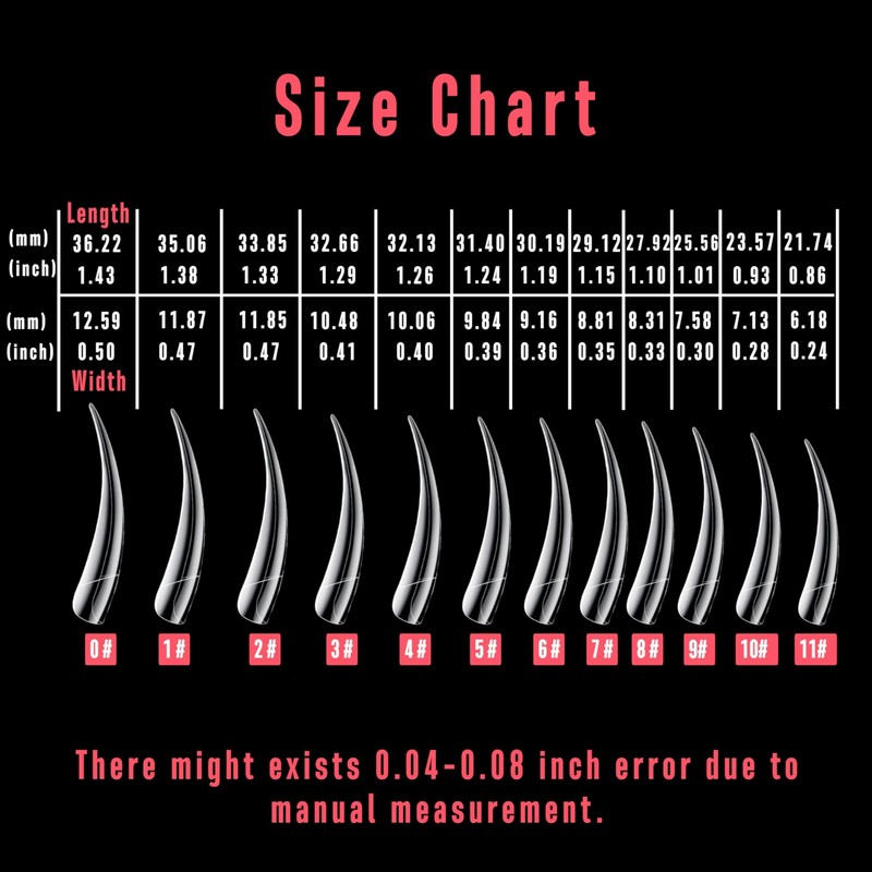 NOVO OVO Halloween 504 pcs Half Cover Curved Stiletto Long